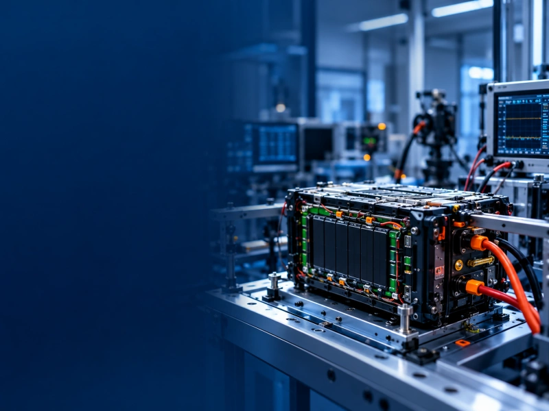 Battery pack connected to laboratory test equipment during controlled validation